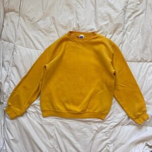 russell athletic Vintage 80s blank yellow crewneck sweatshirt mens small USA